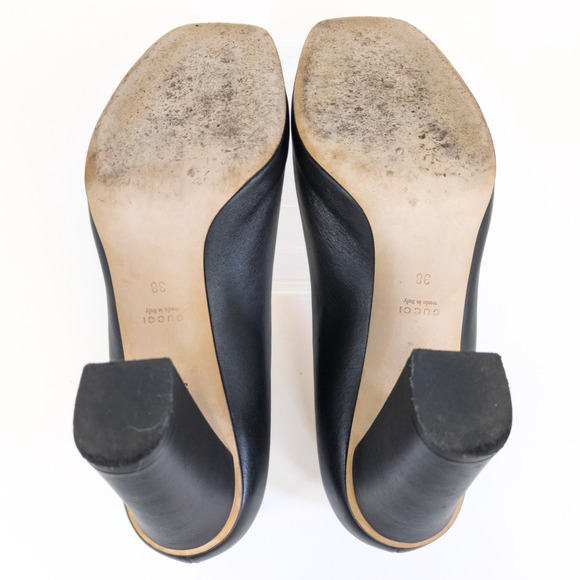 GUCCI Black Miro Soft Horsebit Pumps Block Heel Square Toe Womens EU 38 US 8 - Picture 7 of 12